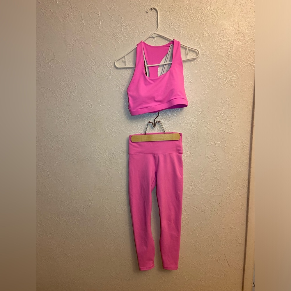 Fabletics Pink Sports Bra and Leggings Set